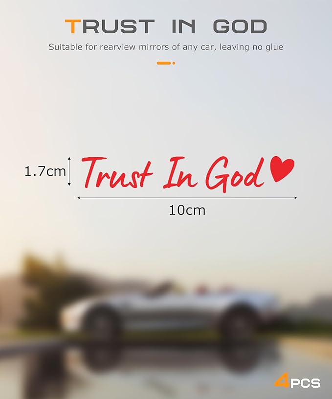 SCUARI 4PCS Car Stickers,Cars Decals,Car Accessories Trust in God Rearview Mirror Sticker,Auto Stickers and Decals,Auto Decals for Women,Trust in God Mirror Decoration,Fits Most Vehicles (Red)