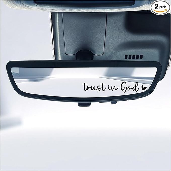 DXNQ 2 PCS Trust in God Rearview Mirror Decals, Automotive Vinyl Rear View Mirror Decorative Stickers, Waterproof Trust in God Stickers for Car Truck Laptop, Car Accessories (Black)