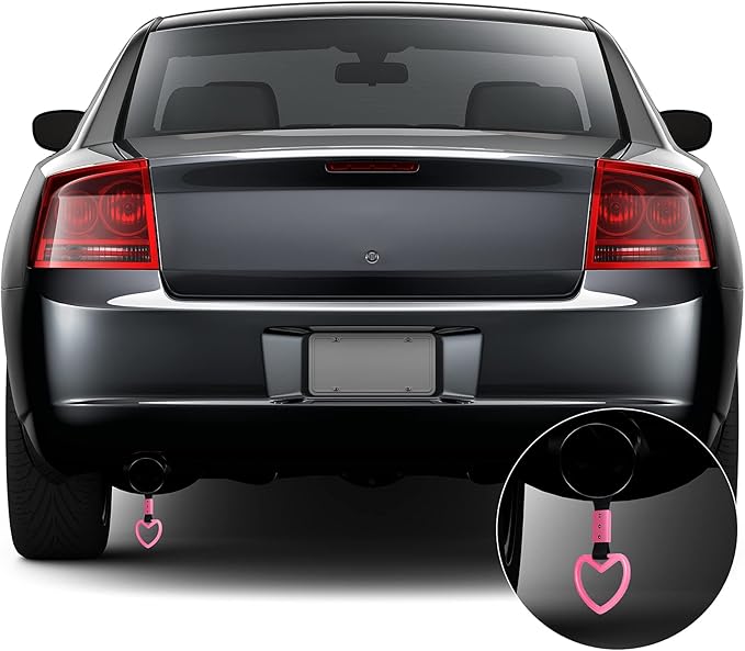 BBTO 2 Pieces Heart Shaped Car Handle Straps Drift Charm Rear Bumper Warning Ring Decor Subway Bus Broken Heart Handle for Car Interior(Light Pink)