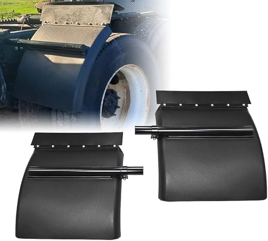 Mytee Products Black Poly Quarter Fender for Semi Truck Set 24"x24" - Standard Mounting Tube Bracket Kit Included - Semi Truck Accessories for Kenworth Freightliner Peterbilt (Set of 2)