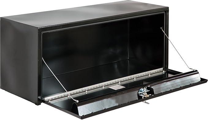 Buyers Products 1702315 Black Steel Underbody Truck Tool Box – 18 x 18 x 60 Inch - Truck Bed & Underbelly RV Storage Box, Locking T-Latch, Weather-Resistant, Heavy-Duty Flatbed Job Box, Made in USA