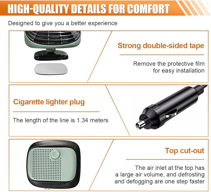 Car Heater, 12V 120W 2 in 1 Adjustable Heating & Cooling Fan, That Plug Into Cigarette Lighter Portable Heater, 360° Rotatable Windshield Defogger Defroster for Most Cars (Green)