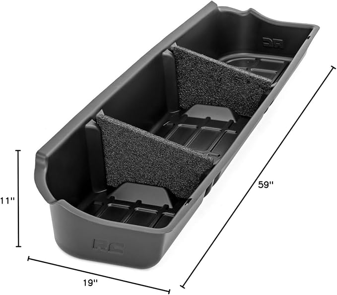 Rough Country Under Seat Storage for Ford F-150 (2009-2014) CrewCab - Custom-Fit, Durable, Anti-Skid Thermoplastic Under Seat Storage Compartment