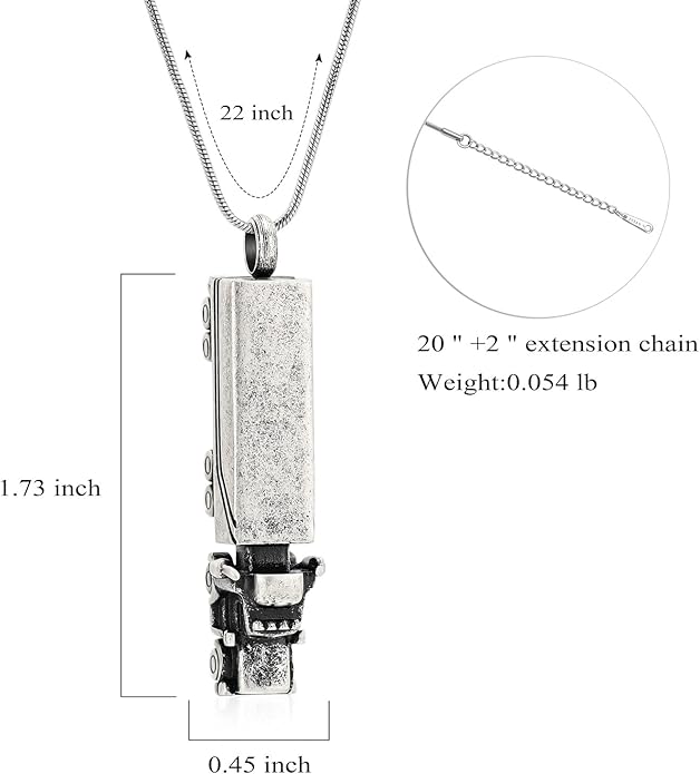 Urn Necklace for Ashes 18 Wheeler Semi Truck Cremation Jewelry for Men Memorial Urn Pendant Ashes Locket Necklace Keepsake Gifts