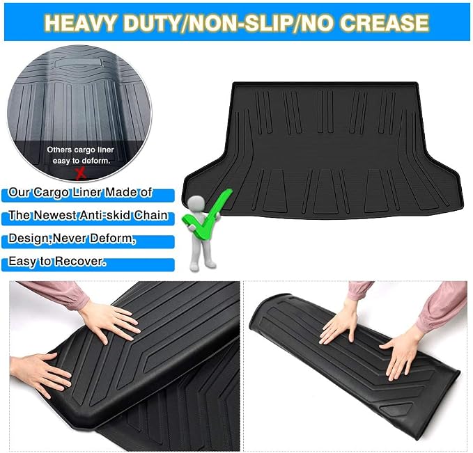 KUST Custom Fit Cargo Mat for Honda HRV 2016-2022, HR-V Accessories Cargo Liner All Weather Trunk Mat, TPE Rubber Mat Non-Slip Black