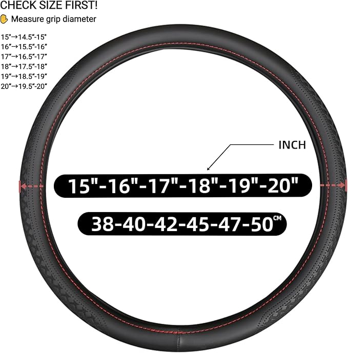 18 Inch Steering Wheel Cover for Semi Trucks - Premium Soft-Touch Faux Leather with No-Slip Grip, Fits Big Rig, RV & 18 Wheeler (Black, 18 inch)