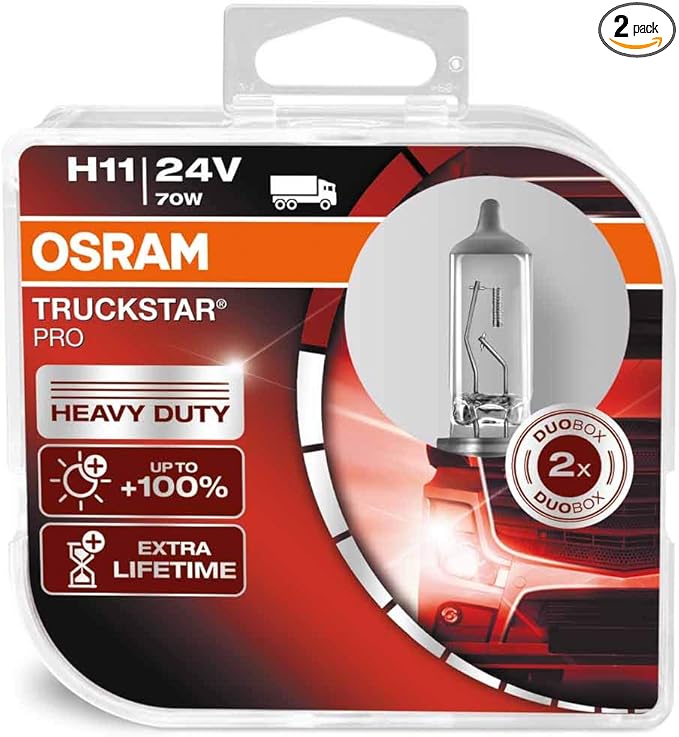 OSRAM TRUCKSTAR PRO H11 halogen headlamp, 64216TSP-HCB, 24 V commercial vehicle, duobox (2 units)