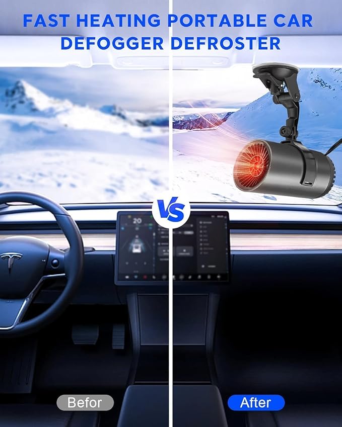 Car Heater, 12V 150W Portable Car Heater, 2 in 1 Fast Heating and Cooling Defroster Defogger Plug into Cigarette Lighter