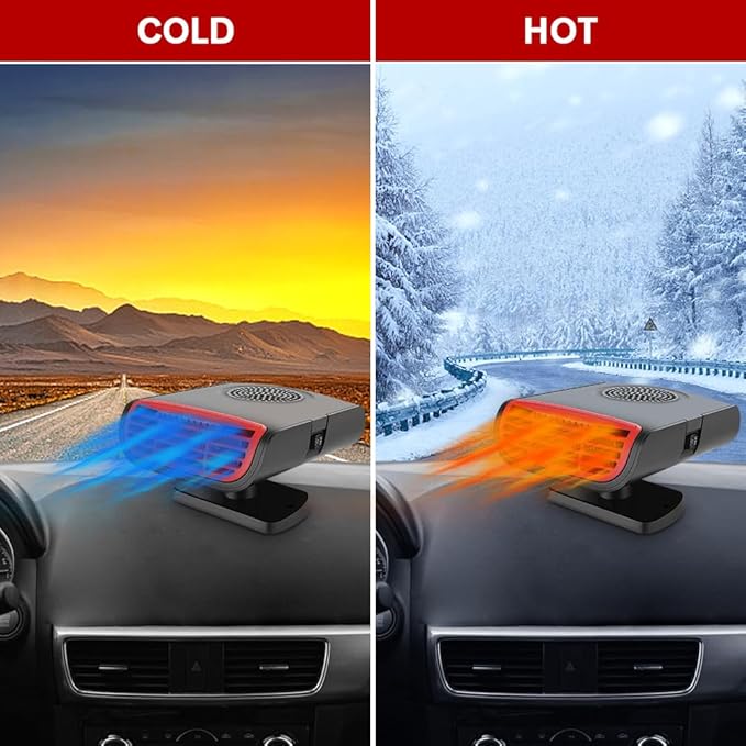 12V 150w Auto Heater,Leaflai Car Fan, 12V Portable Auto Cooling Fan 2 in 1 Fast Cooling/Heating Cigarette Lighter Car Fan for Vehicles Quick Cooling Air