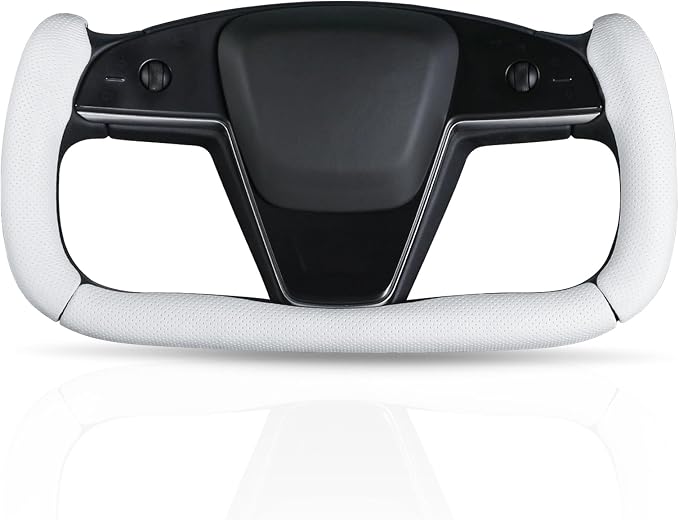 Steering Wheel Cover for Tesla Yoke Steering Wheel Cover Customzied for Tesla Model S 2021-Present/Model X 2021-Present Accessories,Anti-Slip,Comfortable Grip,Breathable,Nappa White