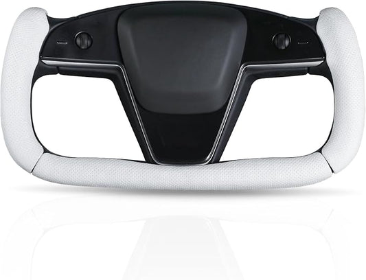 Steering Wheel Cover for Tesla Yoke Steering Wheel Cover Customzied for Tesla Model S 2021-Present/Model X 2021-Present Accessories,Anti-Slip,Comfortable Grip,Breathable,Nappa White