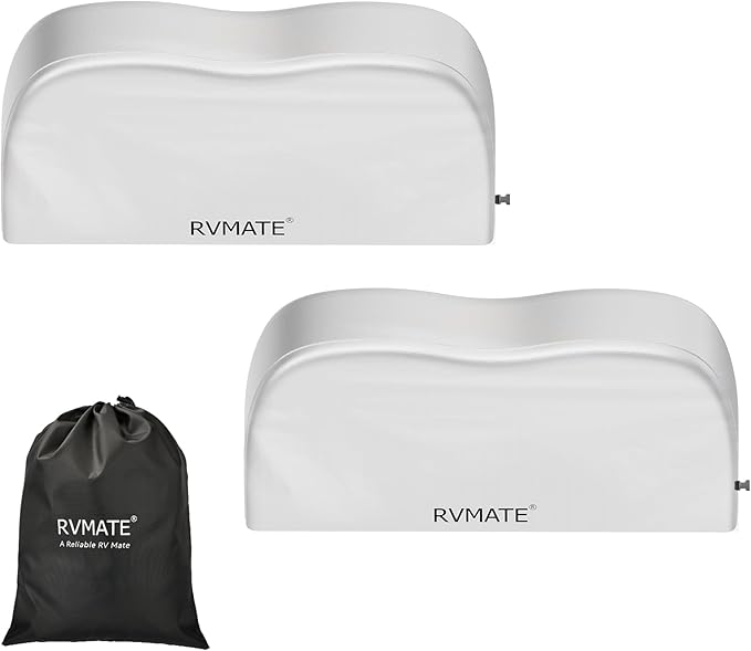 RVMATE RV Tire Covers, Dual Axle Wheel Cover (2 Pack) Fits 33"-35" Diameter Tires, Waterproof Anti-UV 420D Oxford Silver Dual Tire Covers RV Accessories for RV/Truck/Trailer