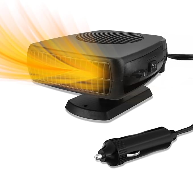 12V Car Heater, 200W Portable Windshield Defroster with Heating/Cooling Fan and Plug in Cigarette Lighter Fast Heating Defrost Defogger with Ergonomic Handheld Design for All Kinds of Cars