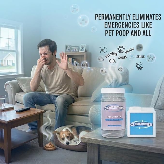 Odor Eliminator for Home - Advanced Chlorine Dioxide Odor Removal Kit Neutralizes Smoke, Pet Urine, Mildew & Skunk in 1 Hour - 400 Sq Ft Includes Bubbler