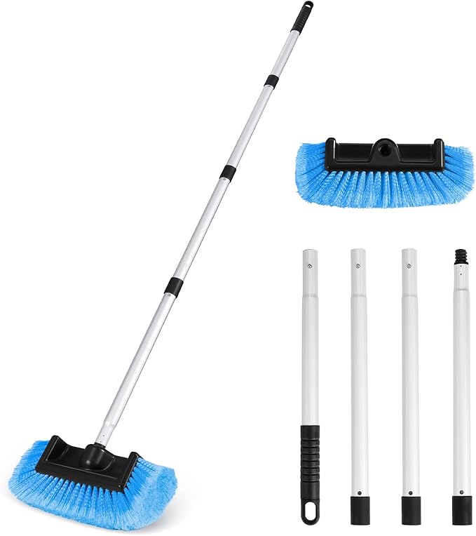 Ordenado 62" Car Wash Brush with Long Handle, Soft Bristle Car Cleaning Brush Supplies, Cars Brushes for Washing Exterior, Cars Washing Brushes Scratch-Free Wash Mop Kit, Universal for RV Truck SUV