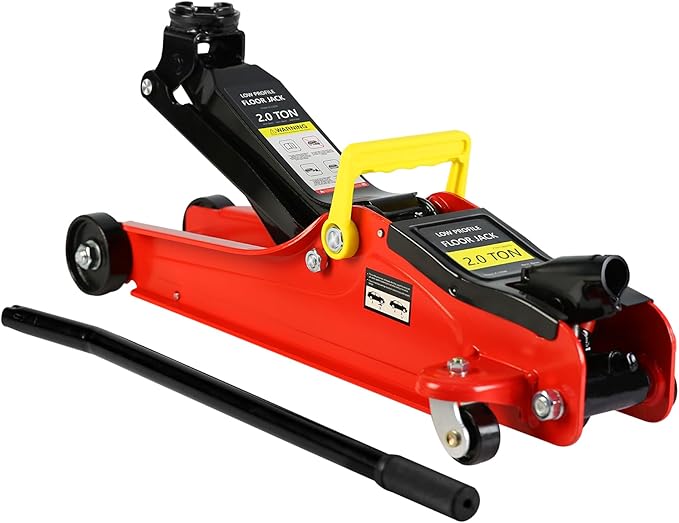 Henf 2 Ton Low Profile Floor Jack with Storage Bag,Professional Steel Racing Single Piston Quick Lift Pump,Red Heavy Duty Hydraulic Lifting Range 3.3''-15.2'',2 (4,000 lb)