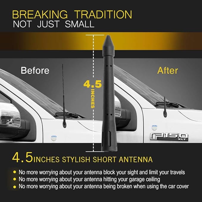 KSaAuto Short Antenna for Ford F150 2009-2025, 4.5 Inch Car Antenna for F150 F250 F350 Bronco Truck Replacement Antenna Ford F150 Accessories