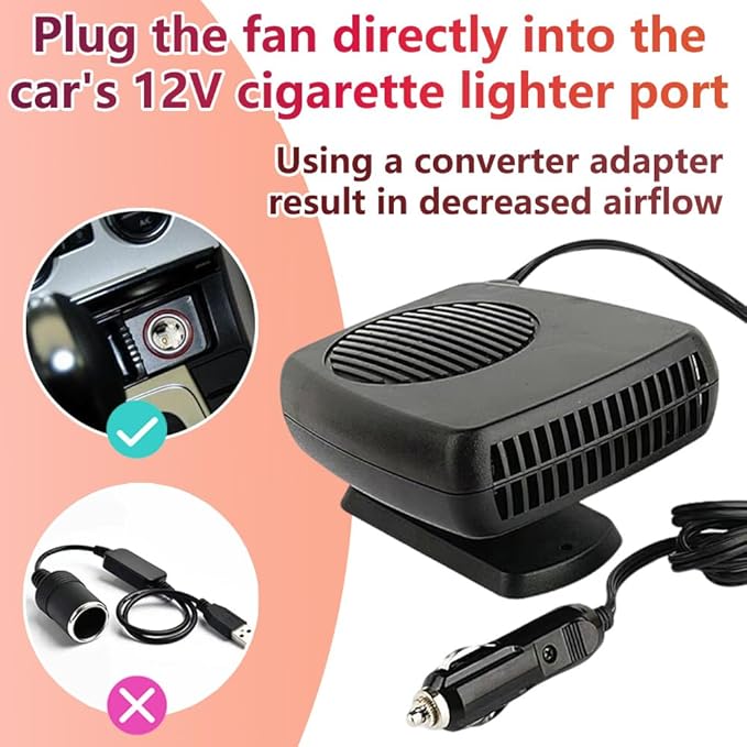 Car Fan and Heater 2 in 1, 200W 12V Air Conditioners for Car,Portable Fan for Vehicle Rotatable Defroster Demister Cooling Fans for SUV,RV