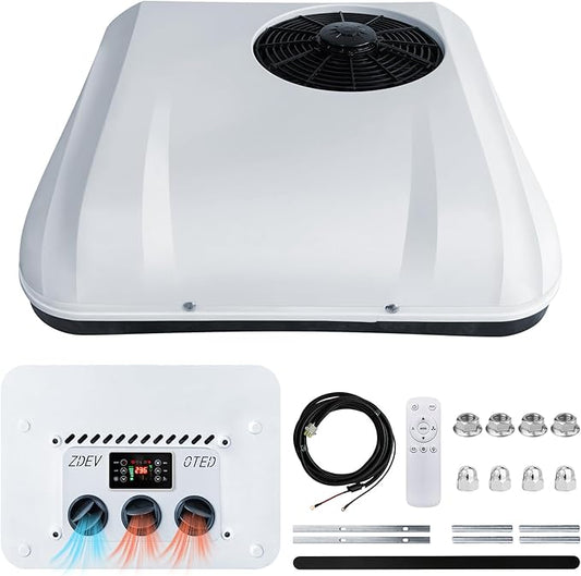 DC 24V AC unit RV Rooftop Air Conditioner Ultra-thin Fit Motorhome car van Trucks cab Commercial Vehicles Low Noise Energy Saving cool & heat Intelligent frequency conversion parking Air Conditioners