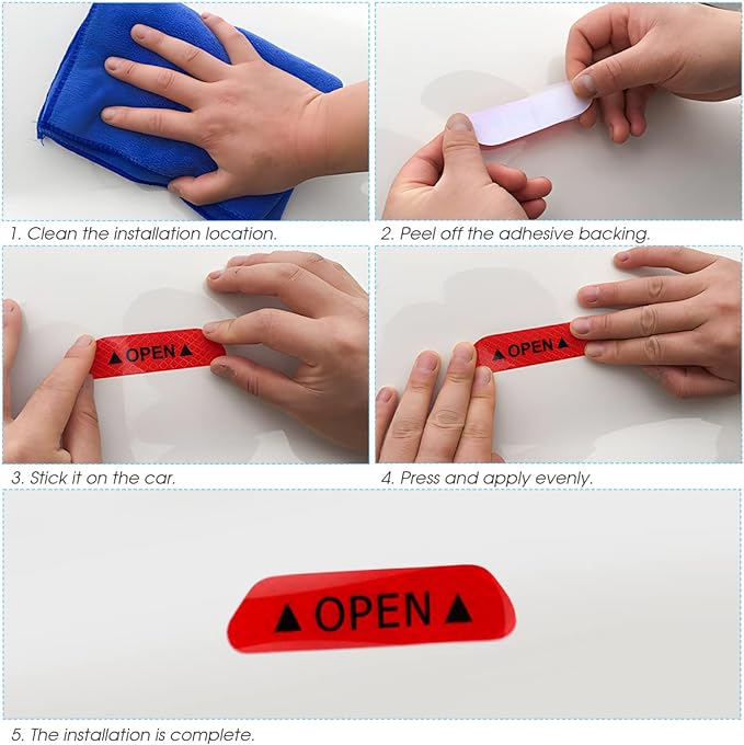 8PCS Reflective Open Warning Stickers for Car Door, Night Visibility Auto Safety Prompt Decals, Anti-Collision Protective Strip Tape, Car Accessories Universal for Truck, SUV, Van (Green)