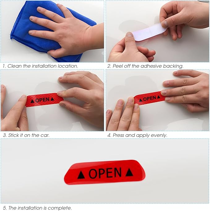 8PCS Reflective Open Warning Stickers for Car Door, Night Visibility Auto Safety Prompt Decals, Anti-Collision Protective Strip Tape, Car Accessories Universal for Truck, SUV, Van (Orange)
