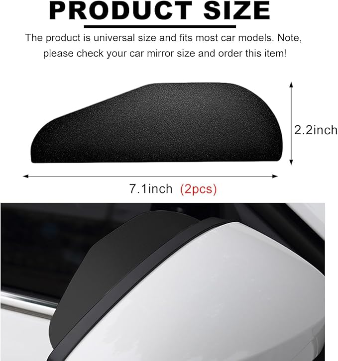 Wevdn 2 PCS Mirror Rain Visor Eyebrow, Waterproof PVC Auto Exterior Rear View Mirror Rain Visor Guard, Rainproof Side Mirror Rain Visor Eyebrow Cover for SUV Truck, Car Accessories (Aluminum Black)