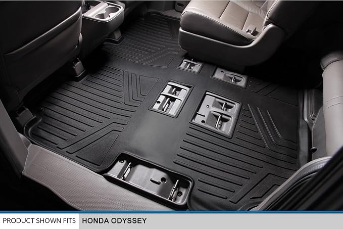 SMARTLINER Custom Fit Floor Mats 3 Rows and Cargo Liner Set for 2011-2017 Honda Odyssey