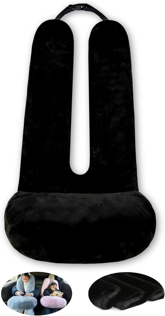 FHSGGP Travel Pillow Car Travel Sleep Support Pillow 2-in-1 Lap Pillow and Car Pillow with Neck and Body Support for Adults and Kids on Long Trips Kids Travel Pillow Black