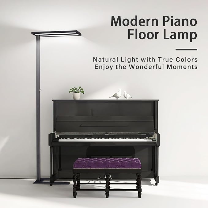 STERREN Eye-Care Led Floor Lamp,76" Tall Office Floor Lamp, 105W Black Modern Free-Standing Lamp, 11100LM Bright Reading Lamp for Study Room,Living Room,Meeting Room,4000K