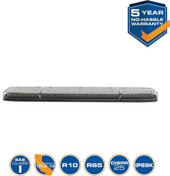 ECCO LED Light Bar 24 Inch Single Row Flood Beam Amber White 84W LED Off Road Lights for Trucks Commercial Vehicles, 5 Year Warranty