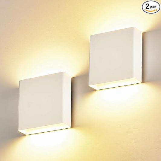 2 Pack Indoor Outdoor White Up and Down LED Wall Light, Modern Bedroom/Porch Wall Lamp, IP65 Waterproof, 5%-100% Dimmable 18W 1620lm, 5CCT (2700K-5000K), CRI90+, 120V-277V