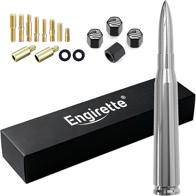 Enigrette Chrome Car Truck Antenna with Tire Valve Caps American Flag Short Replacement for GMC Sierra Chevy Silverado Dodge Ram 1500 2500 3500 Ford F150 F250 F350 Super Duty Raptor, Accessories