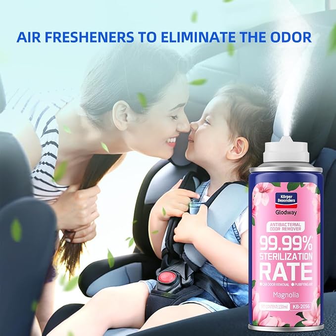 Glodway Whole Car Air Fresher,Odor Eliminator Remover Spray,Strong Freshener With Odour Eliminator Technology,Long-Lasting Scent,6 Ounce(Pack of 5)