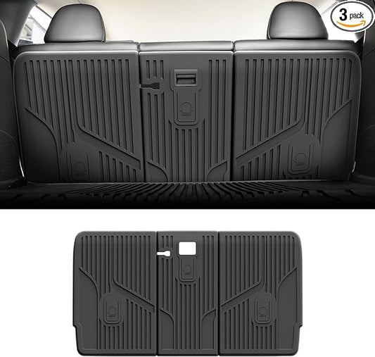 LASFIT Premium Extra Thick Rear Seat Back Covers for Tesla Model Y 2025/2024/2023/2022/2021/2020 | TPE Custom Fit Waterproof Model Y Accessories 5/7 Seater Second Row Back Seat Protector Mat Liner
