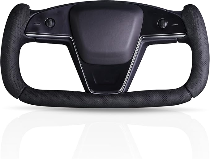 Steering Wheel Cover for Tesla Yoke Steering Wheel Cover Customzied for Tesla Model S 2021-Present/Model X 2021-Present Accessories,Anti-Slip,Comfortable Grip,Breathable,Nappa Black