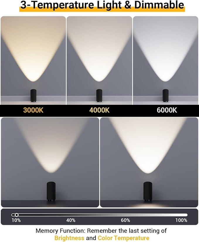 Abovizo 4 Pack Uplighting Indoor, LED Floor Can Lights with Remote and Timer, 3 Color Temps Dimmable Spotlight for Corner Sofa Plant Home Accent Lighting, 5.9 FT Plug Cord & Foot Switch, Black