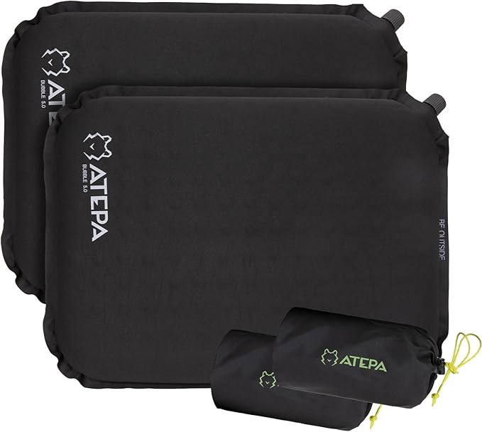 ATEPA Inflatable Seat Cushion, Compact Self-Inflating Seat Cushion for Stadium Airplane Air Travel Bleacher Camping, Blow Up Foam Seat Pad for Outdoor Sports Events Backpacking Hiking Sitting