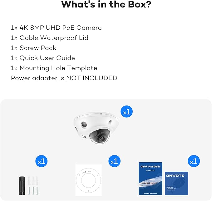 ONWOTE 4K 8MP 2 Way Audio PoE IP Security Camera, Vandal Proof IK10, 3840x2160 8 Megapixels, 134° Wide View, AI Human Vehicle Detection, Commercial Wired Camera for Business, Add-on to PoE NVR System