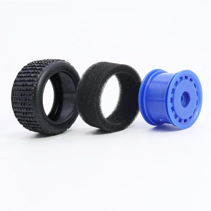 Pre-Mounted Pin Buggy Tires and Wheels Rims Hub Tires Set for 1/24 Losi Micro-B 1/28 Losi Micro-T Wltoys 244016 Upgrade Part (Blue Micro-T)