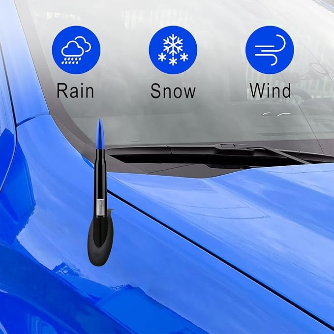 Ajxn 1 PC Car Truck Bullet Antenna, Automobile Antenna Mast, Suitable for GM Chevy Silverado 1500 3500 HD Avalanche GMC Sierra 1500 3500 Denali Heavy Duty Pickup Trucks Accessories (Blue)