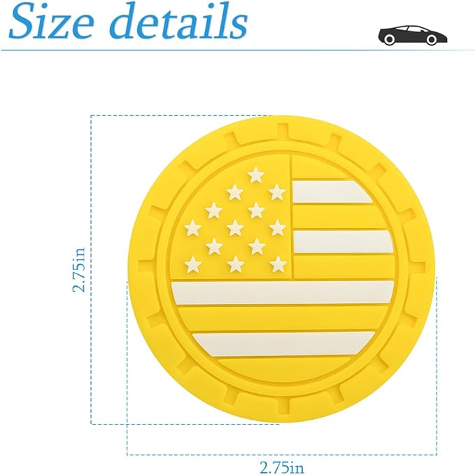 AUCELI 4 Pack Car Cup Holder Coasters, Colored American Flag US Flag Insert Car Cup Coaster, 2.75 Inch Anti Slip Shockproof Embedded Drink Mat, Vehicle Interior Decor Accessories