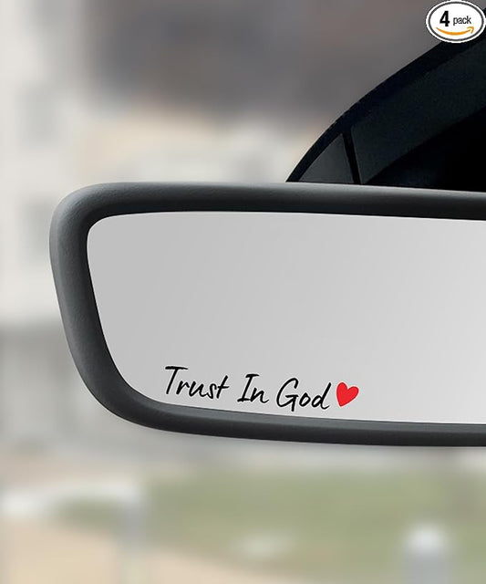 SCUARI 4PCS Car Stickers,Cars Decals,Car Accessories Trust in God Rearview Mirror Sticker,Auto Stickers and Decals,Auto Decals for Women,Trust in God Mirror Decoration,Fits Most Vehicles (Black&Red)