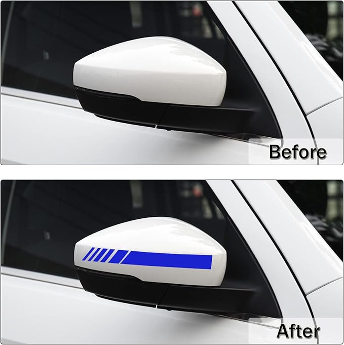 SINGARO Car Rear View Mirror Stickers Decor Car Body Sticker Vinyl 4pcs (Blue)