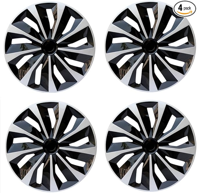 Hubcaps Wheel Covers Replacement R14 Size Hub Cap Universal-Fit Steel Wheel Rim Caps ABS Tire Cover Snap on Most Car Truck SUV Sedan -Set of 4（14-inch，Silver-Black）