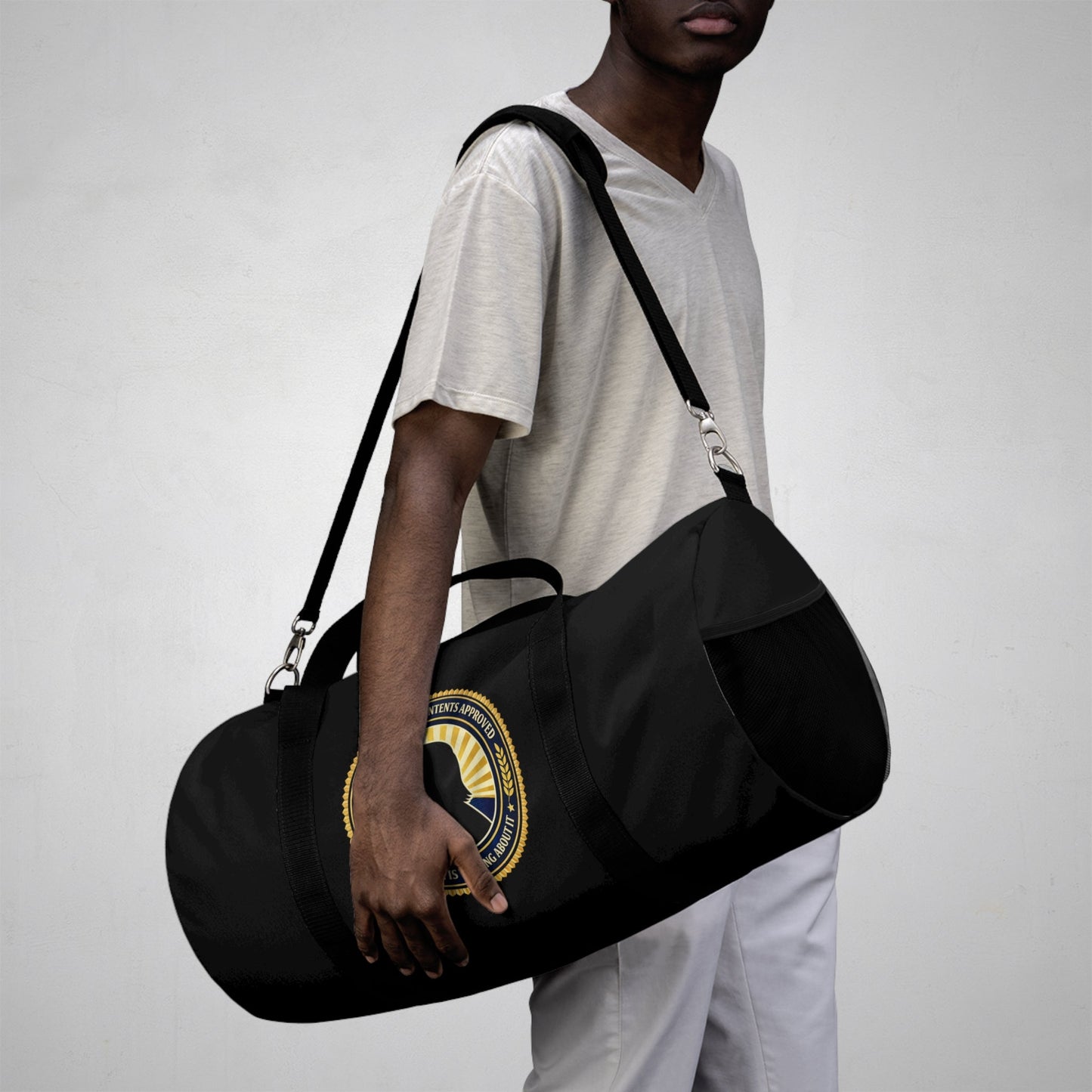 Very Official Contents Approved Duffel Bag | Political Parody Travel Bag