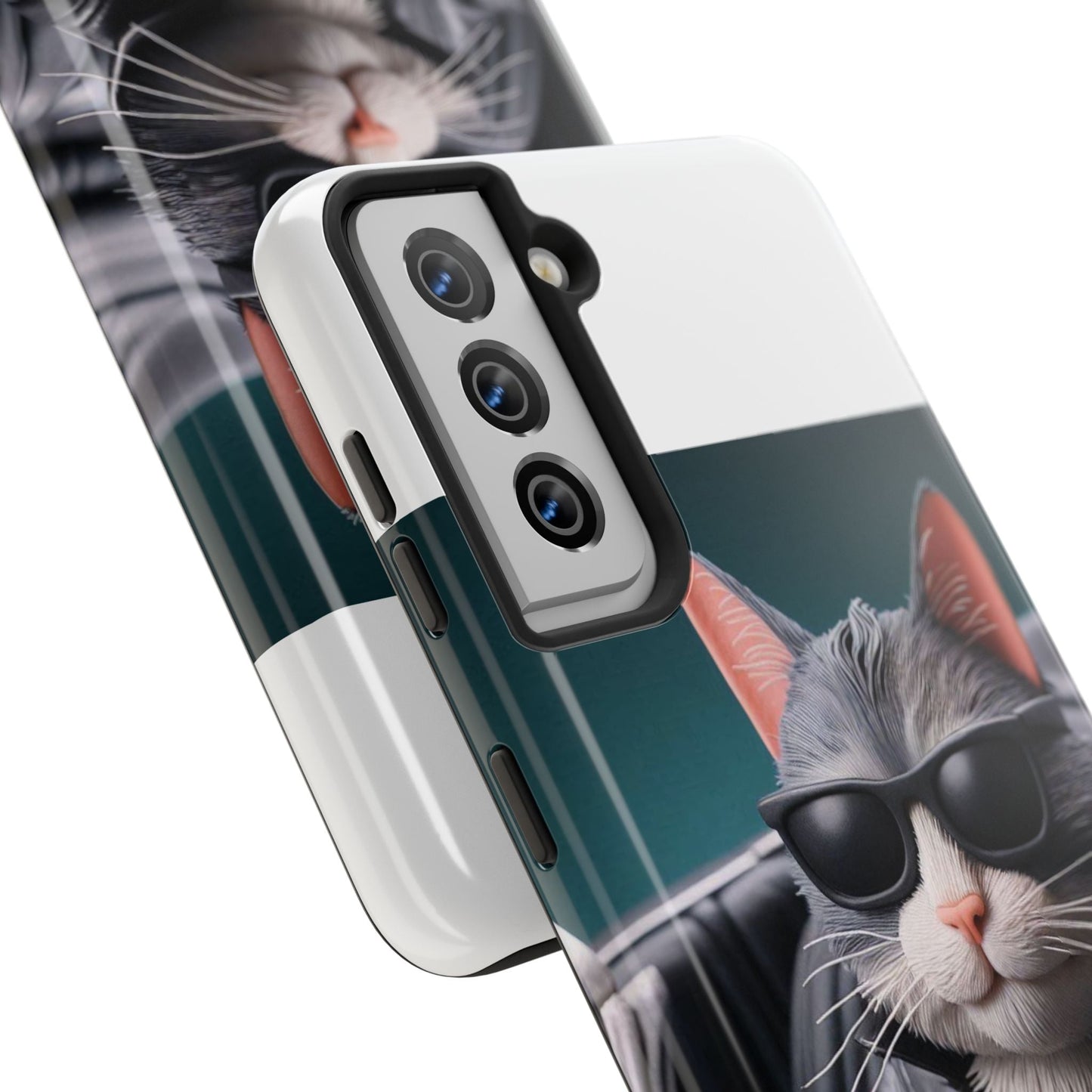 Cool Cat in Leather Jacket Driving Car Mobile Phone Case