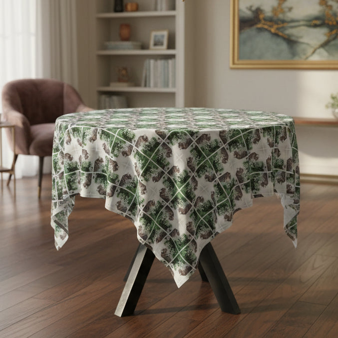 Wreck the Halls & Blame the Puppy Christmas Tablecloth
