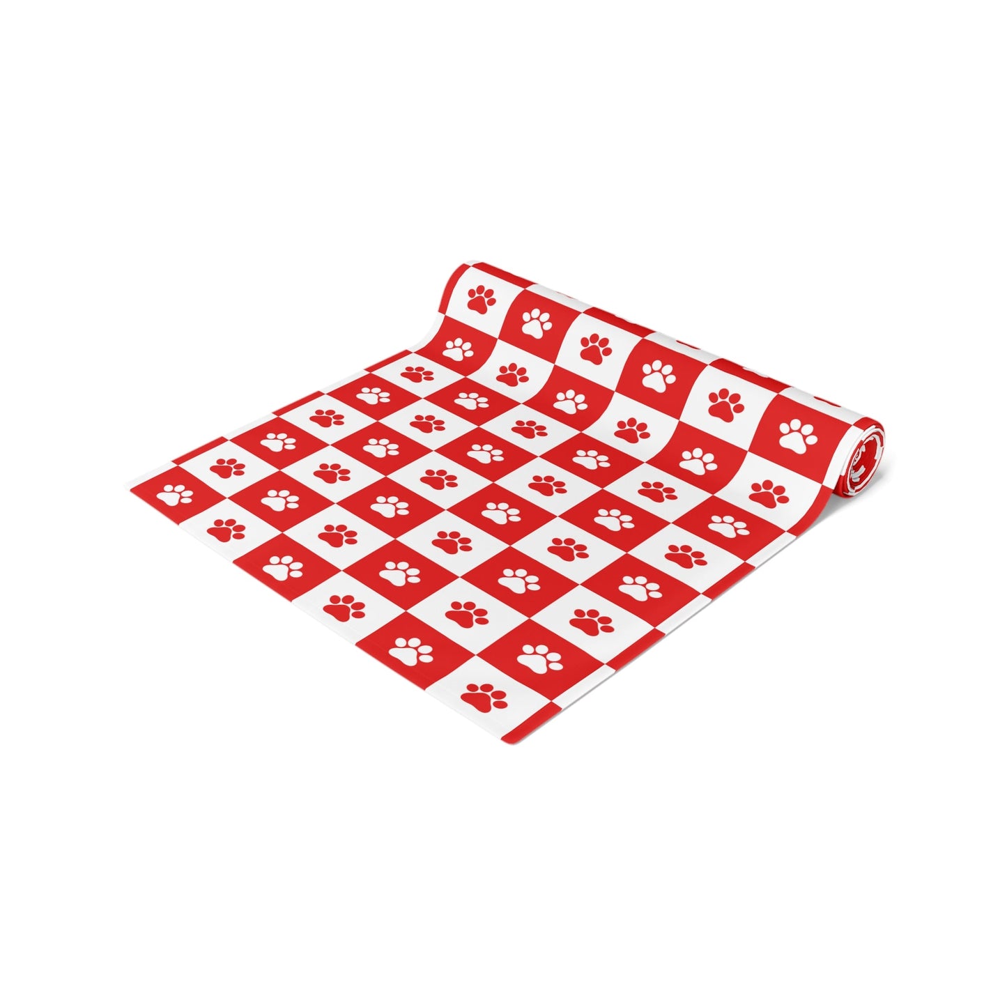 Red & White Paws Table Runner (Cotton, Poly)