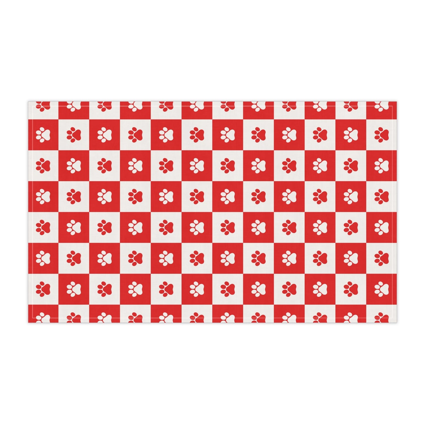 Red Paw Print Checkered Tea Towel | Cute Pet Kitchen Towel
