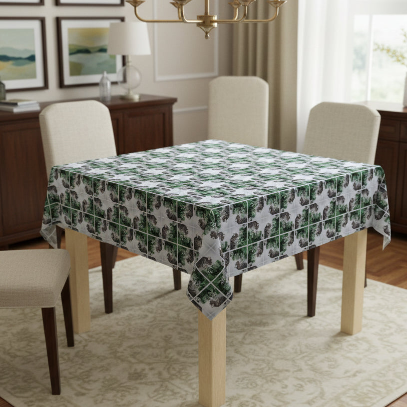 Wreck the Halls & Blame the Puppy Christmas Tablecloth